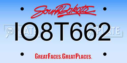IO8T662 South Dakota License Plate
