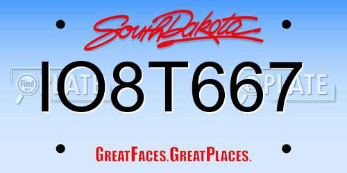 IO8T667 South Dakota License Plate