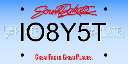 IO8Y5T South Dakota License Plate