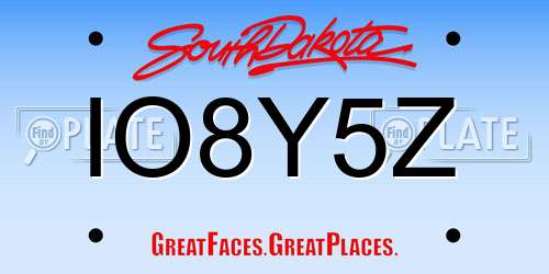 IO8Y5Z South Dakota License Plate