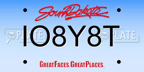 IO8Y8T South Dakota License Plate
