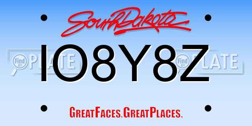 IO8Y8Z South Dakota License Plate