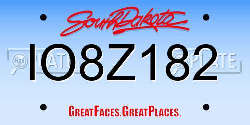 IO8Z182 South Dakota License Plate