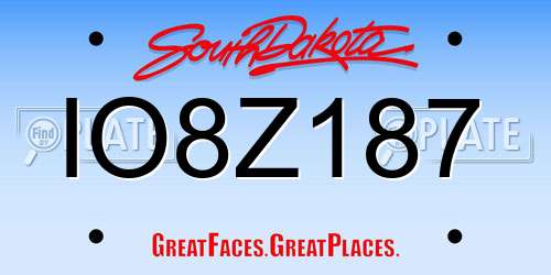 IO8Z187 South Dakota License Plate