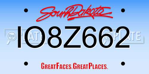 IO8Z662 South Dakota License Plate