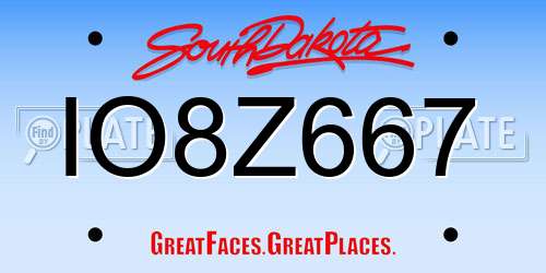 IO8Z667 South Dakota License Plate