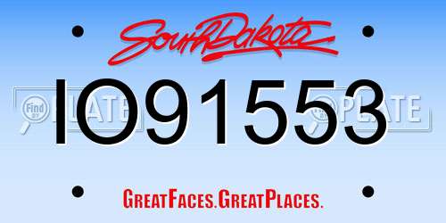 IO91553 South Dakota License Plate