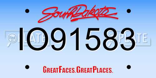IO91583 South Dakota License Plate