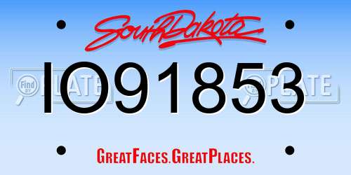 IO91853 South Dakota License Plate