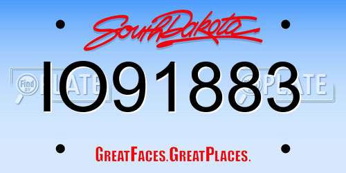 IO91883 South Dakota License Plate