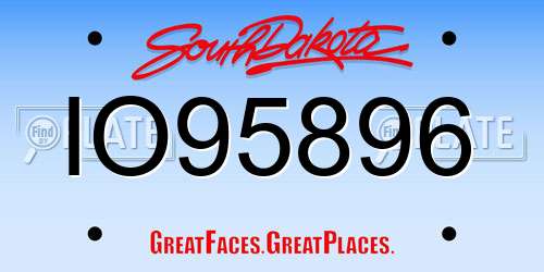 IO95896 South Dakota License Plate