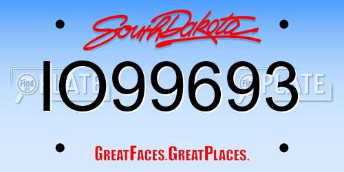 IO99693 South Dakota License Plate