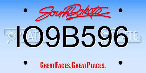 IO9B596 South Dakota License Plate