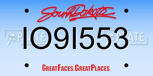 IO9I553 South Dakota License Plate