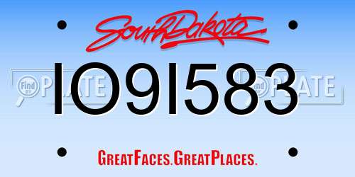 IO9I583 South Dakota License Plate