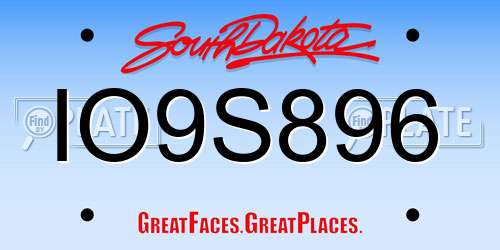 IO9S896 South Dakota License Plate