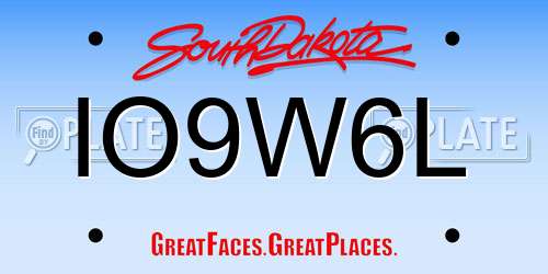 IO9W6L South Dakota License Plate