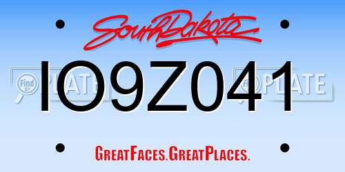 IO9Z041 South Dakota License Plate