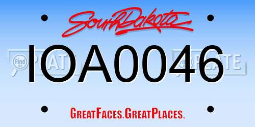 IOA0046 South Dakota License Plate