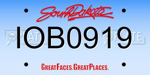 IOB0919 South Dakota License Plate