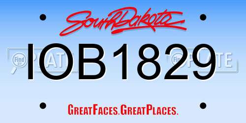 IOB1829 South Dakota License Plate