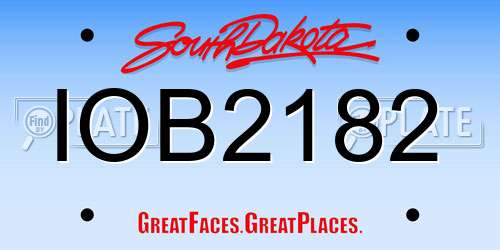 IOB2182 South Dakota License Plate
