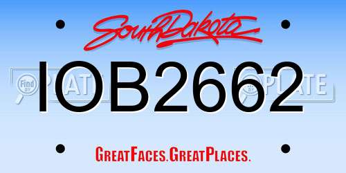 IOB2662 South Dakota License Plate