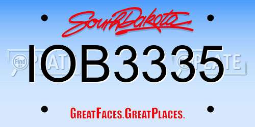 IOB3335 South Dakota License Plate