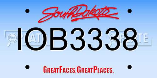 IOB3338 South Dakota License Plate
