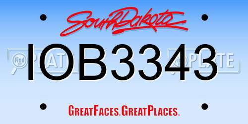 IOB3343 South Dakota License Plate