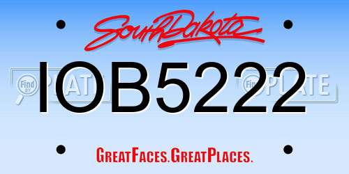 IOB5222 South Dakota License Plate