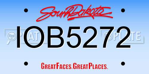 IOB5272 South Dakota License Plate