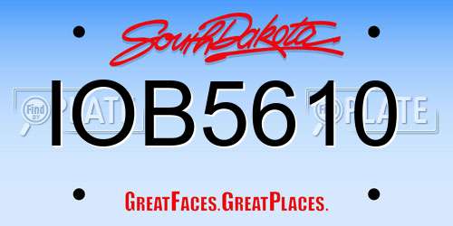 IOB5610 South Dakota License Plate