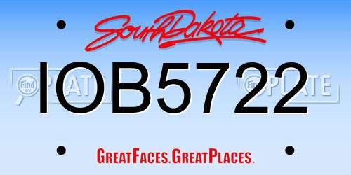 IOB5722 South Dakota License Plate