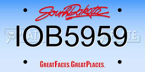 IOB5959 South Dakota License Plate