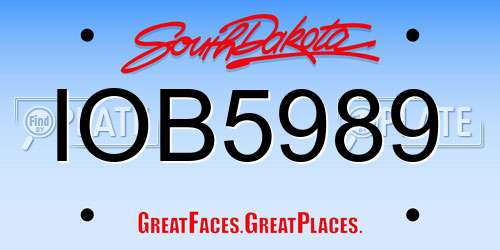 IOB5989 South Dakota License Plate