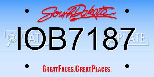 IOB7187 South Dakota License Plate