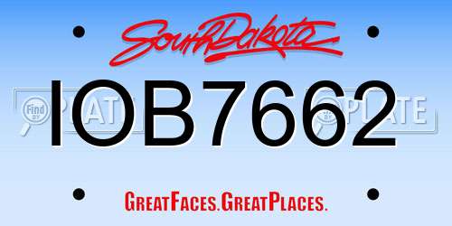 IOB7662 South Dakota License Plate