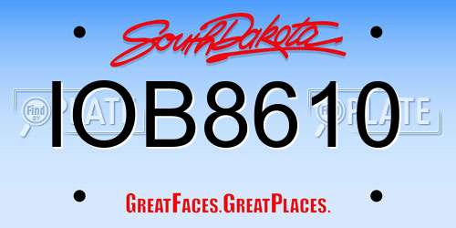IOB8610 South Dakota License Plate