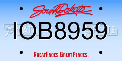 IOB8959 South Dakota License Plate
