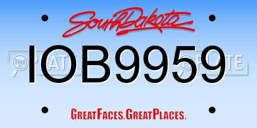 IOB9959 South Dakota License Plate