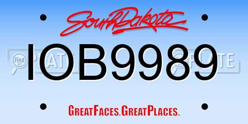 IOB9989 South Dakota License Plate