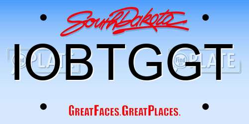 IOBTGGT South Dakota License Plate