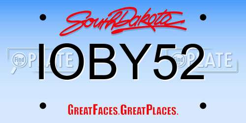IOBY52 South Dakota License Plate