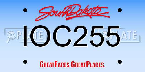 IOC255 South Dakota License Plate