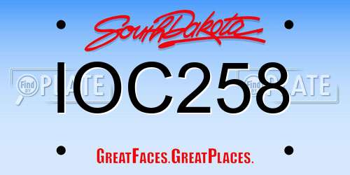 IOC258 South Dakota License Plate