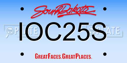 IOC25S South Dakota License Plate