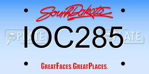 IOC285 South Dakota License Plate