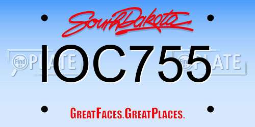IOC755 South Dakota License Plate