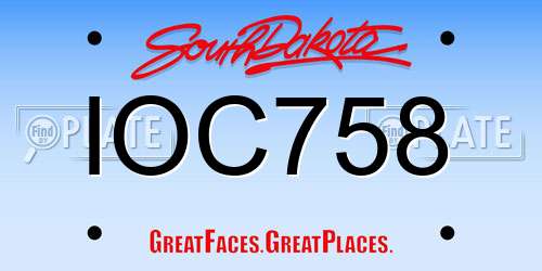 IOC758 South Dakota License Plate